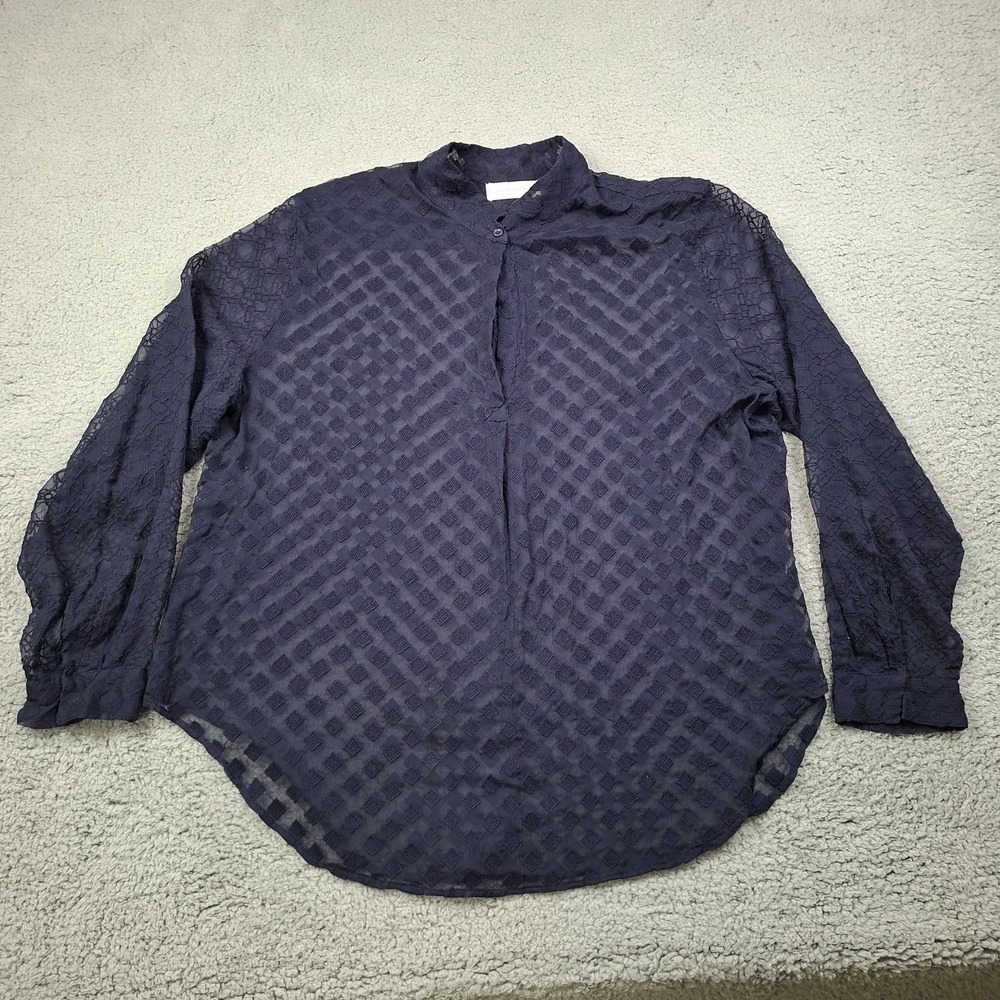 4 Love And Liberty Johnny Was Silk Semi Sheer Long Sleeve Shirt Blouse Top Sz XL